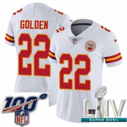 2020 Super Bowl LIV Women Nike Kansas City Chiefs #22 Robert Golden White Vapor Untouchable Limited Player NFL Jersey