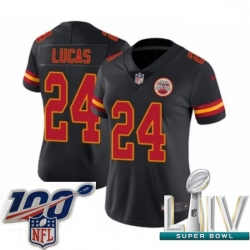 2020 Super Bowl LIV Women Nike Kansas City Chiefs #24 Jordan Lucas Limited Black Rush Vapor Untouchable NFL Jersey