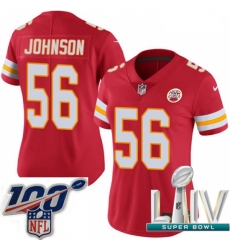 2020 Super Bowl LIV Women Nike Kansas City Chiefs #56 Derrick Johnson Red Team Color Vapor Untouchable Limited Player NFL Jersey