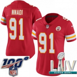 2020 Super Bowl LIV Women Nike Kansas City Chiefs #91 Derrick Nnadi Red Team Color Vapor Untouchable Limited Player NFL Jersey