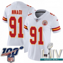 2020 Super Bowl LIV Women Nike Kansas City Chiefs #91 Derrick Nnadi White Vapor Untouchable Limited Player NFL Jersey