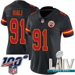 2020 Super Bowl LIV Women Nike Kansas City Chiefs #91 Tamba Hali Limited Black Rush Vapor Untouchable NFL Jersey