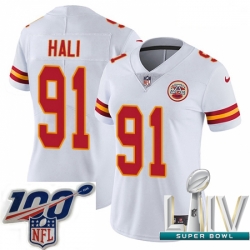 2020 Super Bowl LIV Women Nike Kansas City Chiefs #91 Tamba Hali White Vapor Untouchable Limited Player NFL Jersey