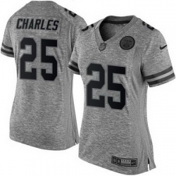 Nike Chiefs #25 Jamaal Charles Gray Womens Stitched NFL Limited Gridiron Gray Jersey
