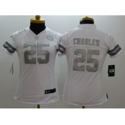 Women Nike Kansas City Chiefs #25 Jamaal Charles Platinum White Jerseys