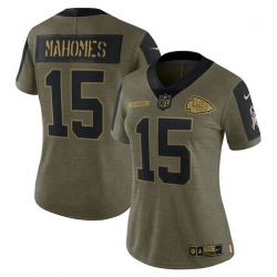 Women's Kansas City Chiefs Patrick Mahomes Nike Olive 2021 Salute To Service Limited Player Jersey