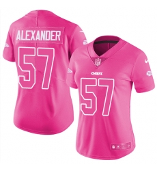 Womens Nike Chiefs #57 D J Alexander Pink  Stitched NFL Limited Rush Fashion Jersey