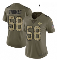 Womens Nike Kansas City Chiefs 58 Derrick Thomas Limited OliveCamo 2017 Salute to Service NFL Jersey