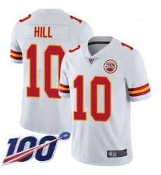 Chiefs #10 Tyreek Hill White Youth Stitched Football 100th Season Vapor Limited Jersey