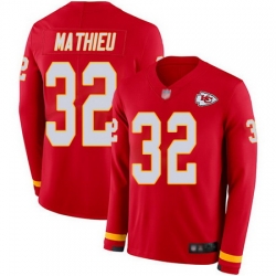 Chiefs 32 Tyrann Mathieu Red Team Color Youth Stitched Football Limited Therma Long Sleeve Jersey