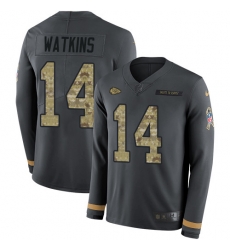 Nike Chiefs #14 Sammy Watkins Anthracite Salute to Service Youth Long Sleeve Jersey