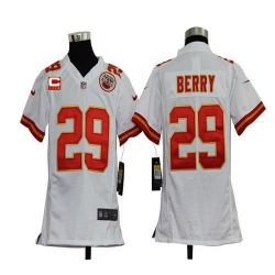 Nike Chiefs #29 Eric Berry White With C Patch Youth Stitched NFL Elite Jersey