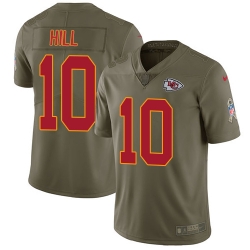 Youth Nike Chiefs #10 Tyreek Hill Olive Stitched NFL Limited 2017 Salute to Service Jersey