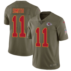 Youth Nike Chiefs #11 Alex Smith Olive Stitched NFL Limited 2017 Salute to Service Jersey