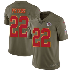 Youth Nike Chiefs #22 Marcus Peters Olive Stitched NFL Limited 2017 Salute to Service Jersey