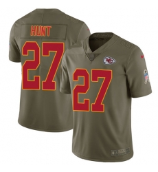 Youth Nike Chiefs #27 Kareem Hunt Olive Stitched NFL Limited 2017 Salute to Service Jersey