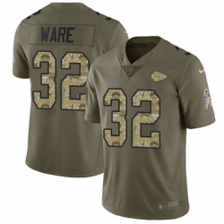 Youth Nike Chiefs #32 Spencer Ware Olive Camo Stitched NFL Limited 2017 Salute to Service Jersey
