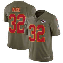 Youth Nike Chiefs #32 Spencer Ware Olive Stitched NFL Limited 2017 Salute to Service Jersey