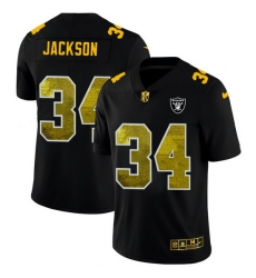 Las Vegas Raiders 34 Bo Jackson Men Black Nike Golden Sequin Vapor Limited NFL Jersey