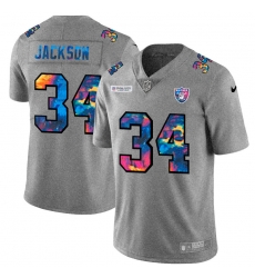 Las Vegas Raiders 34 Bo Jackson Men Nike Multi Color 2020 NFL Crucial Catch NFL Jersey Greyheather