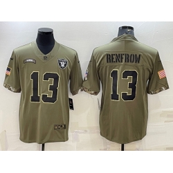 Men Las Vegas Raiders 13 Hunter Renfrow 2022 Olive Salute To Service Limited Stitched Football Jersey