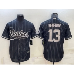 Men Las Vegas Raiders 13 Hunter Renfrow Black With Patch Cool Base Stitched Baseball Jersey