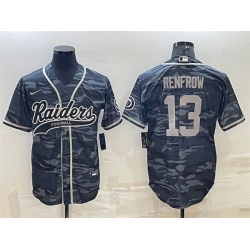 Men Las Vegas Raiders 13 Hunter Renfrow Grey Camo With Patch Cool Base Stitched Baseball Jersey