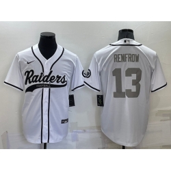 Men Las Vegas Raiders 13 Hunter Renfrow White Grey Cool Base Stitched Baseball Jersey