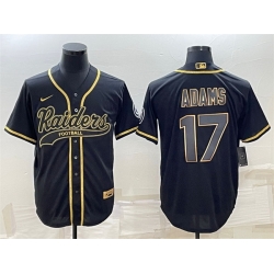Men Las Vegas Raiders 17 Davante Adams Black Gold With Patch Cool Base Stitched Baseball Jersey