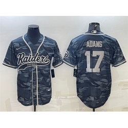 Men Las Vegas Raiders 17 Davante Adams Grey Camo With Patch Cool Base Stitched Baseball Jersey