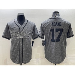 Men Las Vegas Raiders 17 Davante Adams Grey With Patch Cool Base Stitched Baseball Jersey