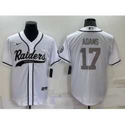 Men Las Vegas Raiders 17 Davante Adams White Grey Cool Base Stitched Baseball Jersey