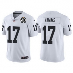 Men Las Vegas Raiders 17 Davante Adams White With 60th Anniversary Patch Vapor Limited Stitched jersey