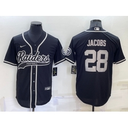 Men Las Vegas Raiders 28 Josh Jacobs Black Cool Base Stitched Baseball Jersey