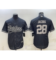 Men Las Vegas Raiders 28 Josh Jacobs Black With Patch Cool Base Stitched Baseball Jersey