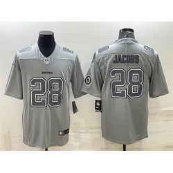 Men Las Vegas Raiders 28 Josh Jacobs Grey Atmosphere Fashion With Patch Stitched Jersey