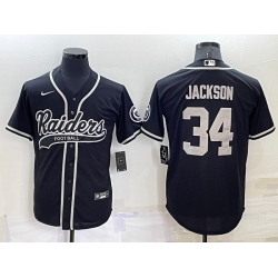 Men Las Vegas Raiders 34 Bo Jackson Black Cool Base Stitched Baseball Jersey