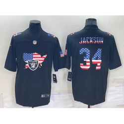 Men Las Vegas Raiders 34 Bo Jackson Black USA Flag Limited Stitched Jersey