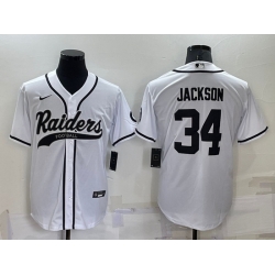 Men Las Vegas Raiders 34 Bo Jackson White Cool Base Stitched Baseball Jersey