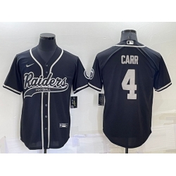 Men Las Vegas Raiders 4 Derek Carr Black Cool Base Stitched Baseball Jersey