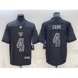 Men Las Vegas Raiders 4 Derek Carr Black Reflective Limited Stitched Football Jersey