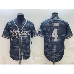 Men Las Vegas Raiders 4 Derek Carr Grey Camo With Patch Cool Base Stitched Baseball Jersey