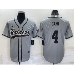 Men Las Vegas Raiders 4 Derek Carr Grey Cool Base Stitched Baseball Jersey