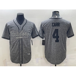 Men Las Vegas Raiders 4 Derek Carr Grey With Patch Cool Base Stitched Baseball Jersey