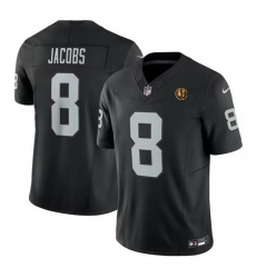 Men Las Vegas Raiders 8 Josh Jacobs Black 2023 F U S E  With John Madden Patch Vapor Limited Stitched Football Jersey