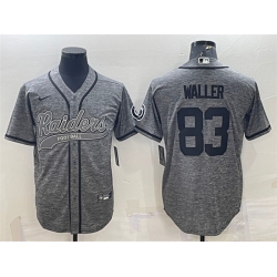Men Las Vegas Raiders 83 Darren Waller Grey With Patch Cool Base Stitched Baseball Jersey