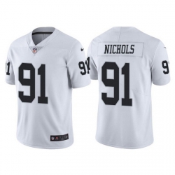 Men Las Vegas Raiders 91 Bilal Nichols White Vapor Limited Stitched Jersey