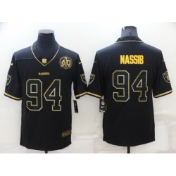 Men Las Vegas Raiders 94 Carl Nassib Black Gold With 60th Anniversary Patch Vapor Limited Stitched jersey