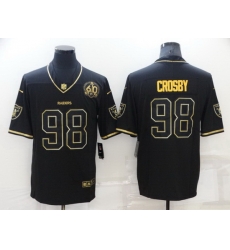 Men Las Vegas Raiders 98 Maxx Crosby Black Gold With 60th Anniversary Patch Vapor Limited Stitched jersey