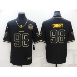 Men Las Vegas Raiders 98 Maxx Crosby Black Gold With 60th Anniversary Patch Vapor Limited Stitched jersey